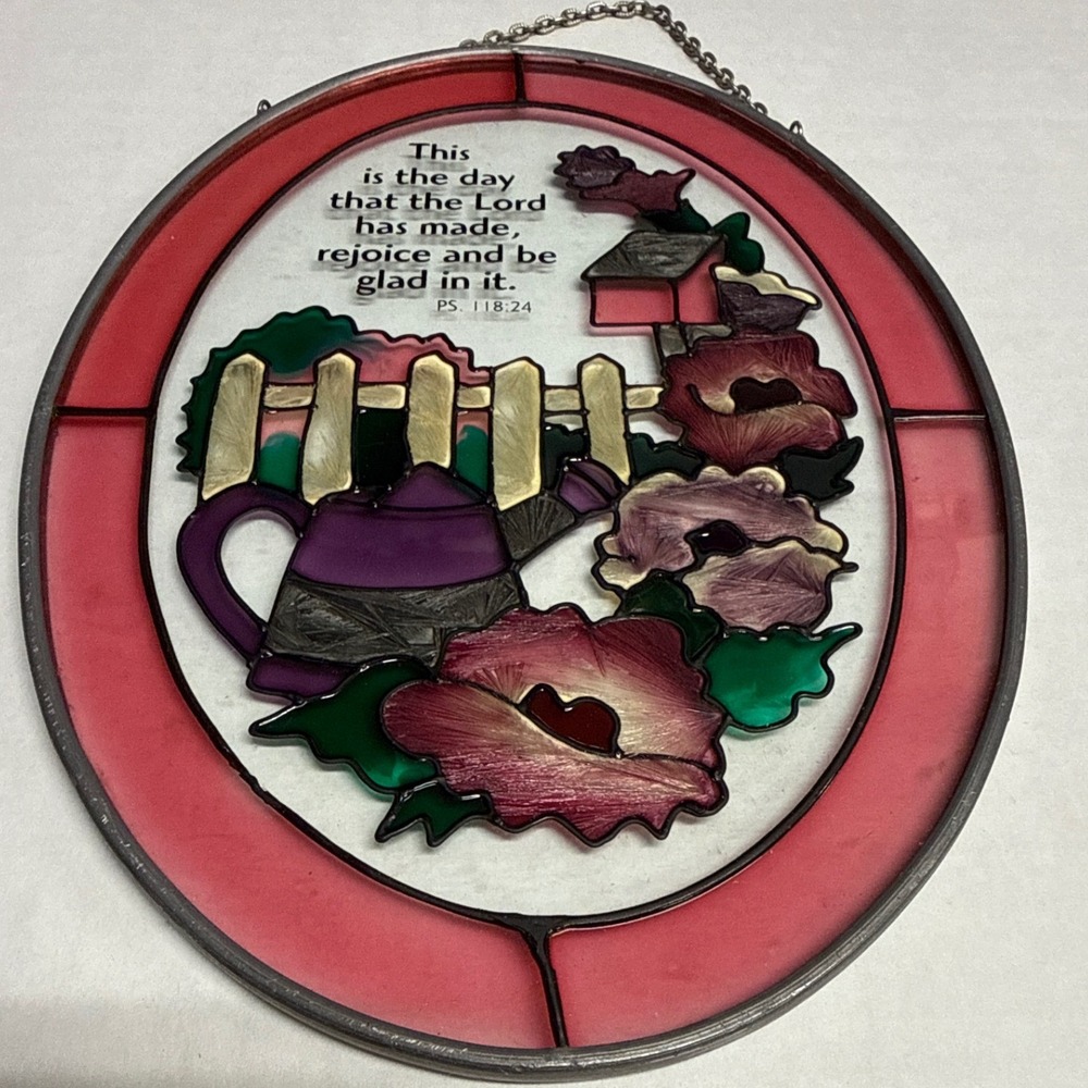 Suncatcher Psalm 118:24 Bible Verse Garden Flowers Oval‎ Wall Decor